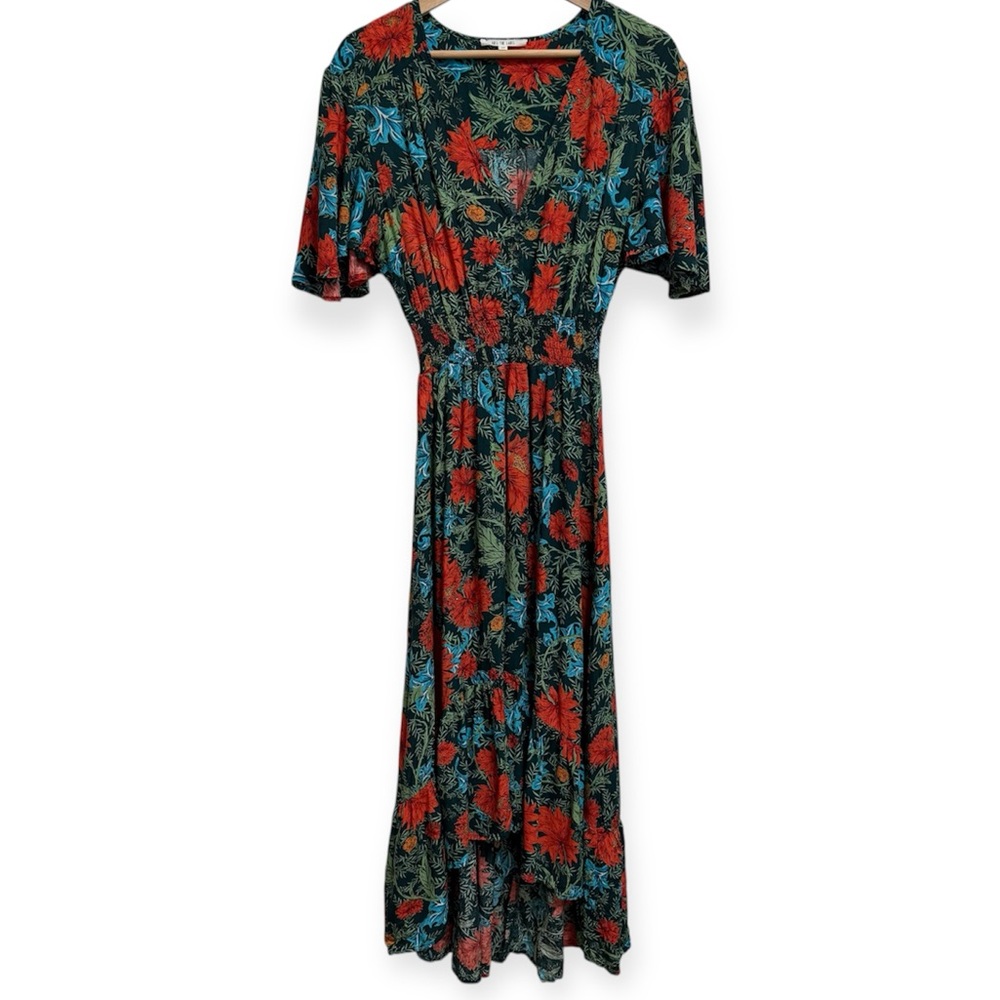 Abel‎ The Label Fantasy Floral Flounce Sleeve Midi Dress Medium